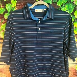Kjus Soren Multicolor Stripe Polo Shirt Mens Large UPF 50 Logo Short Sleeve Golf